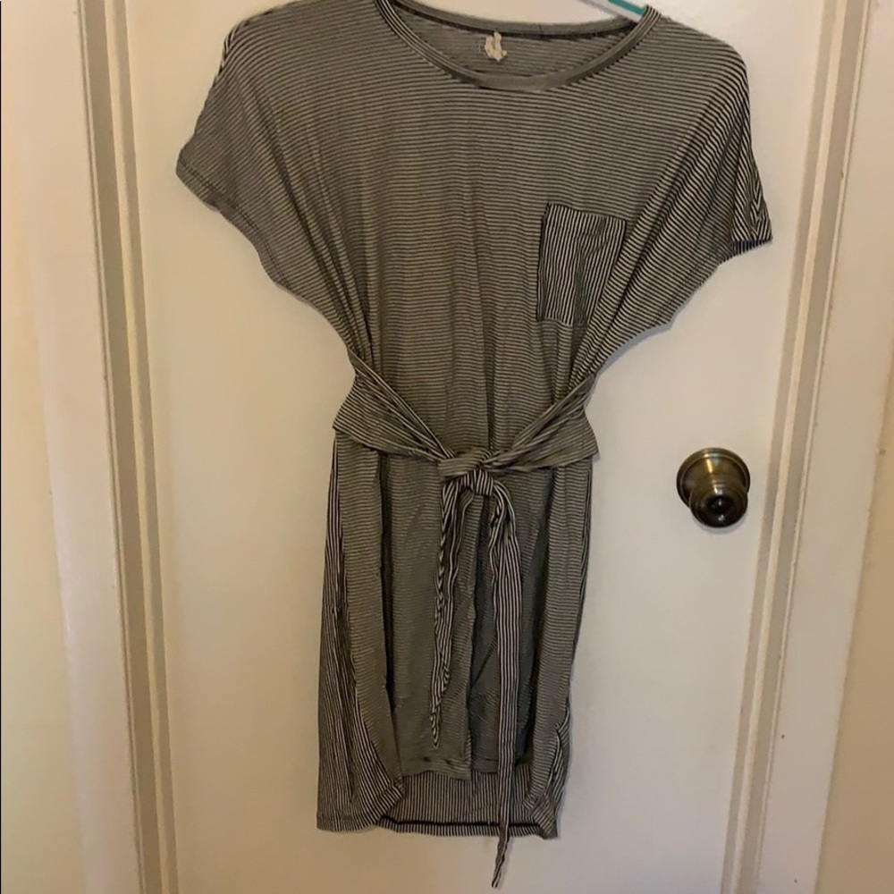 Black and white striped back cut out dress